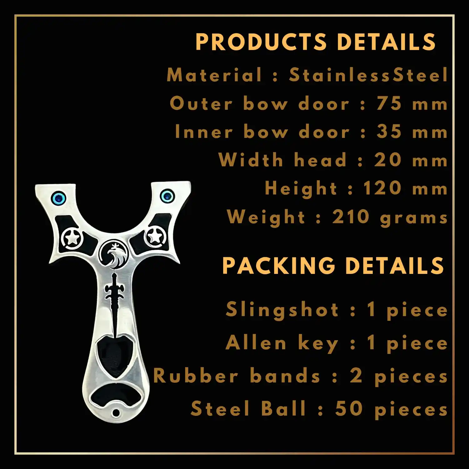 Professional Steel Slingshot for Bird Hunting with 50 Steelballs | Model S17