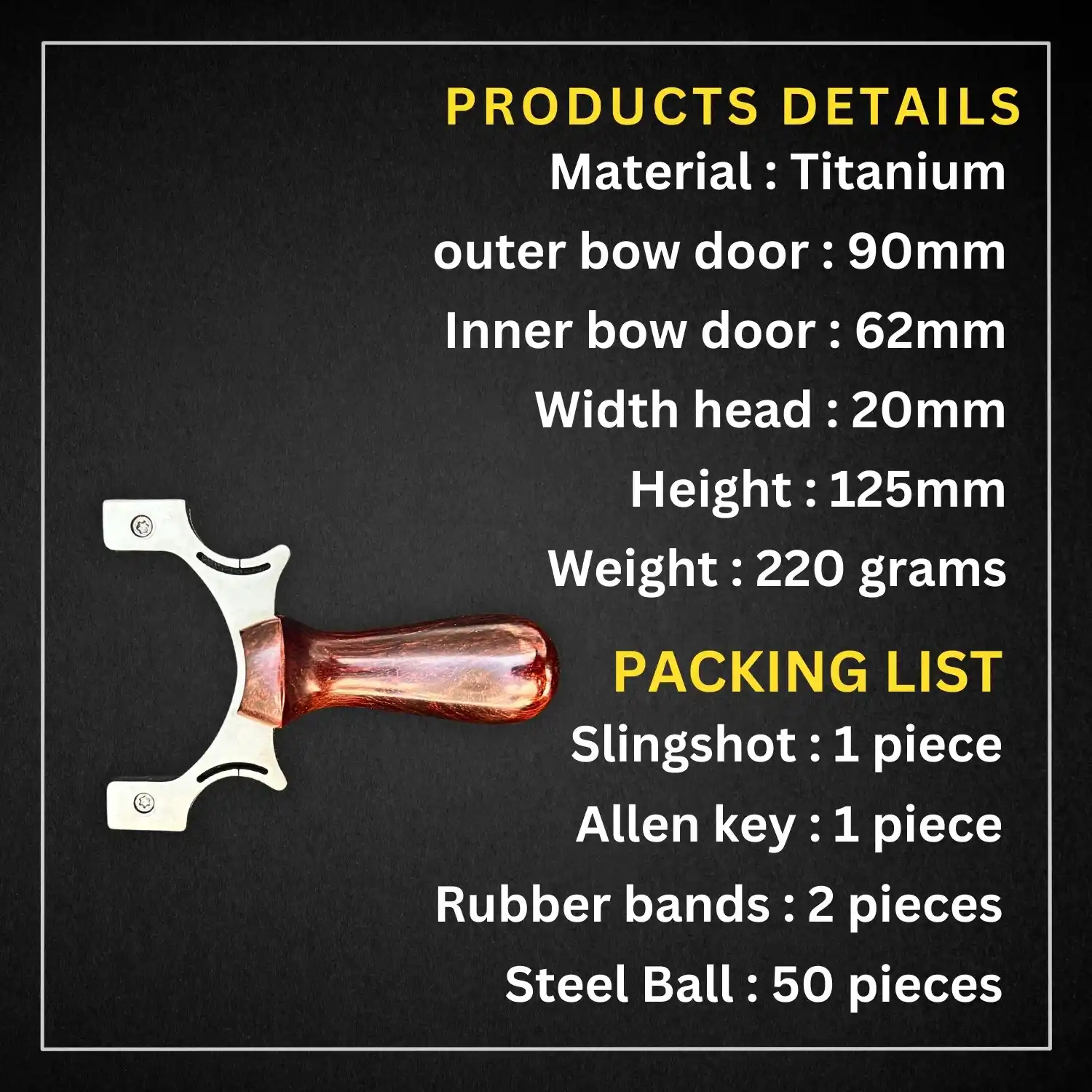 High Performance Titanium Slingshot for Hunting Birds & Targeting Darts | Model S24