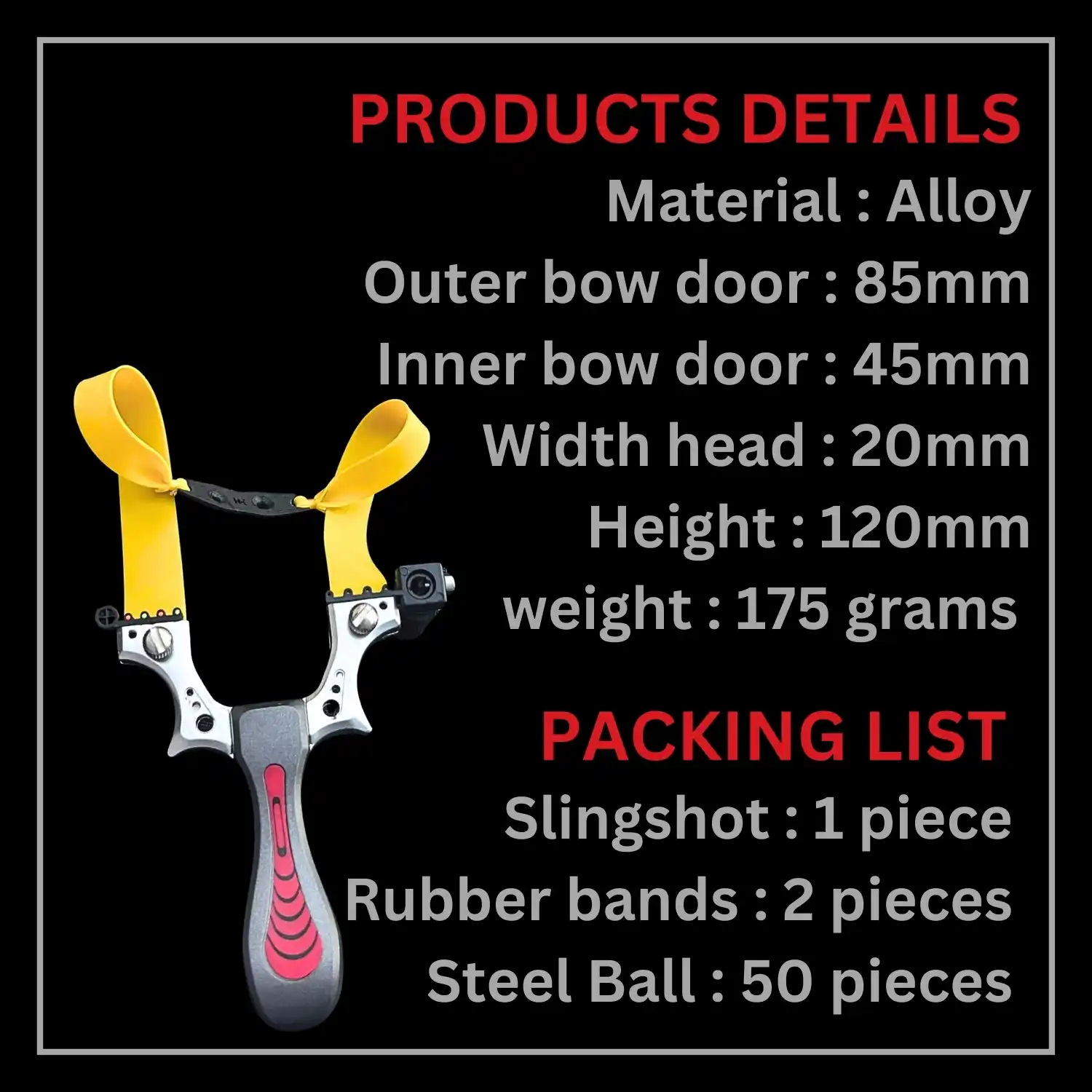 Premium Stainless Steel Gulel / Slingshot for Hunting and Camping | Silver | Pack of 1 | Model No : S54