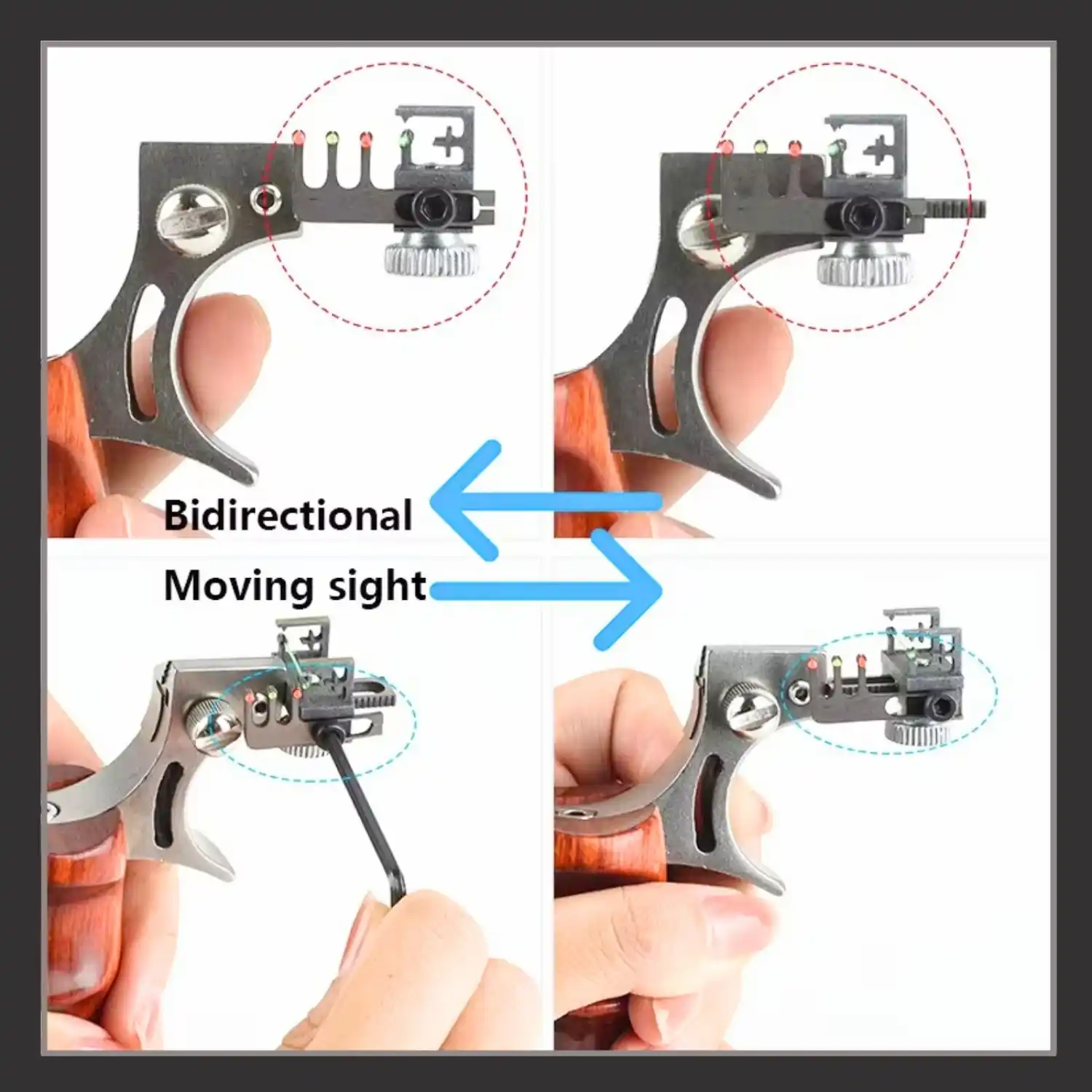 Outdoor Hunting and Shooting Stainless Steel Slingshot Bidirectional Mobile Sight Competitive Aiming Flat Rubber Band Slingshot Model S80