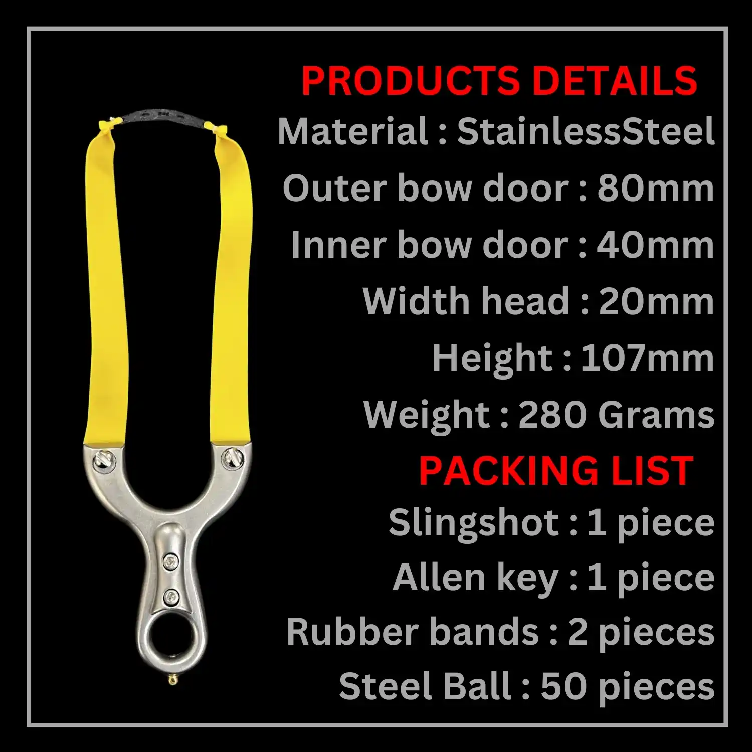 Professional Gulel / Slingshot for Hunting and Camping | Silver | Pack of 1 | Model No : S59