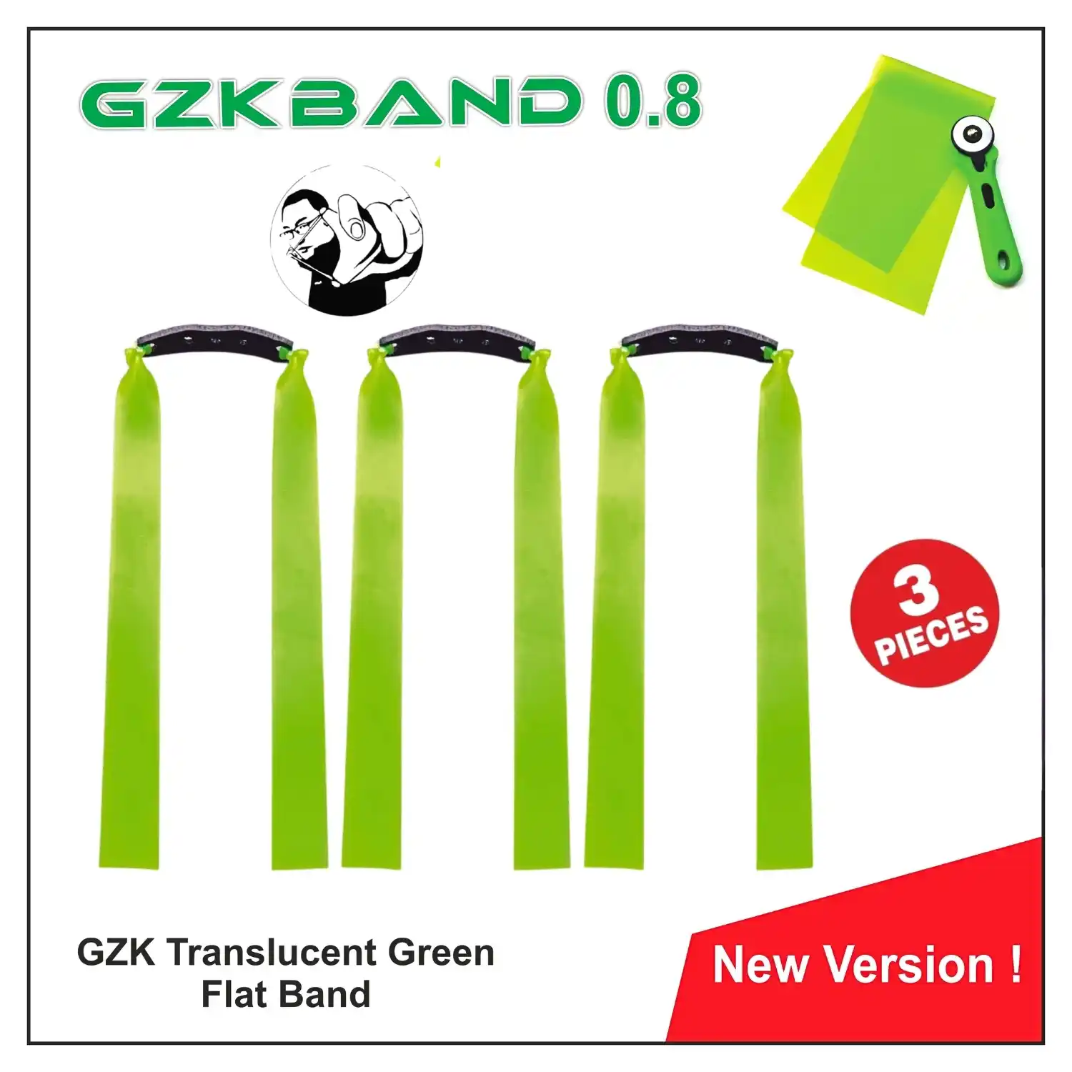 GZK 0.8 Slingshot Rubber Bands (3 Pieces) | High Elastic Latex Flatbands | Durable Replacement Bands for Hunting & Target Practice