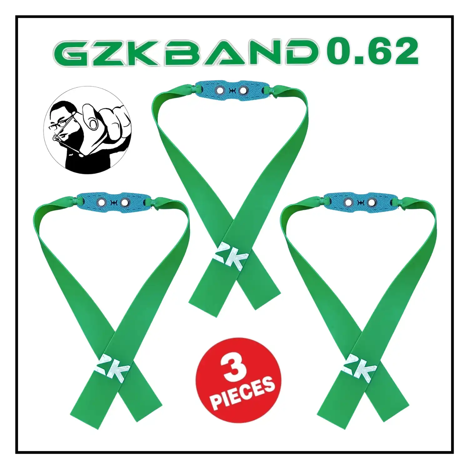 GZK 0.62 Slingshot Rubber Bands | High Elastic Flatbands for Slingshots | Pack of 3 Replacement Bands for Hunting & Target Shooting
