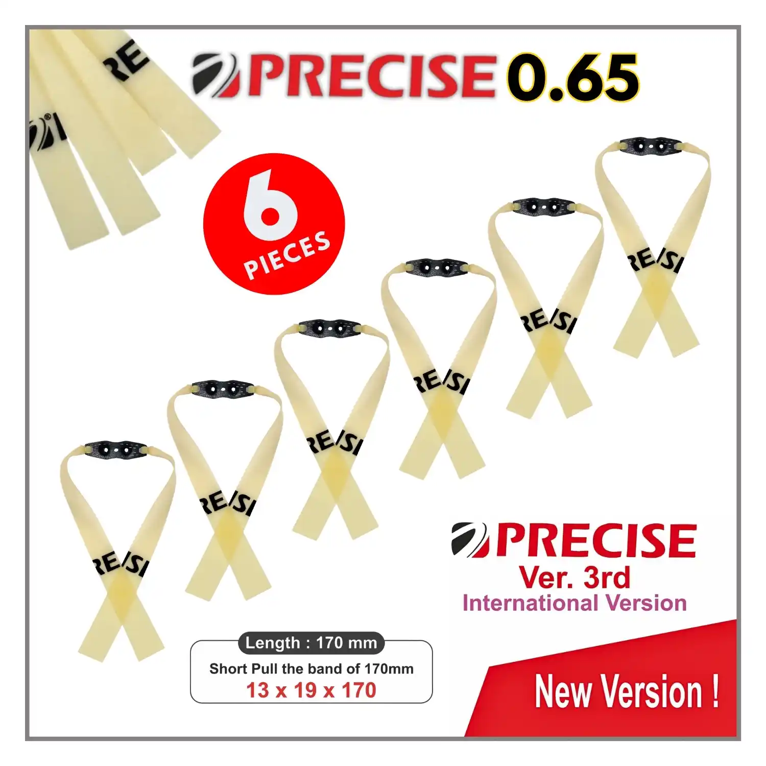 Precise 0.65 Slingshot Rubber Bands (6 Pieces) | High Elastic Latex Flatbands | Durable Replacement Bands for Hunting & Target Shooting