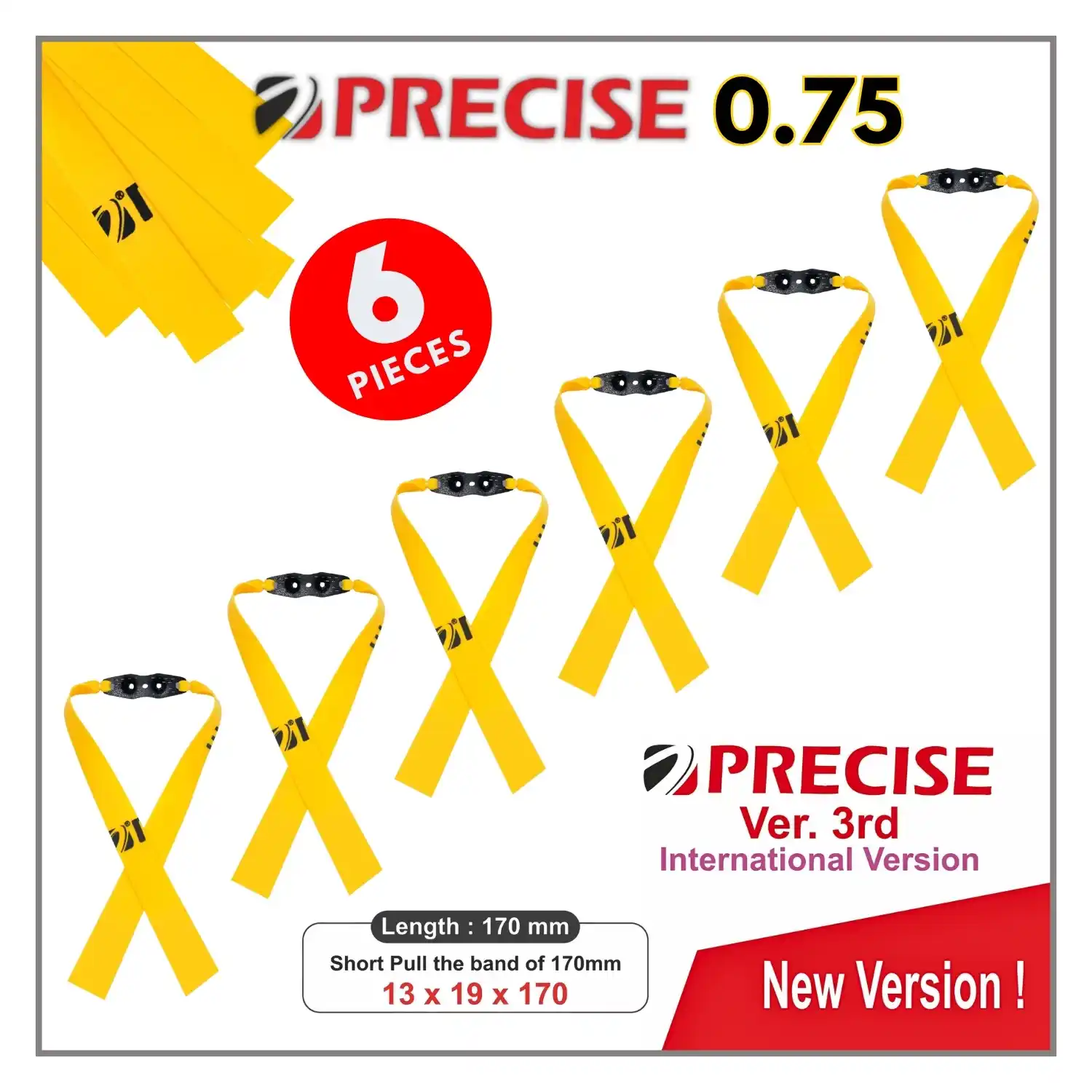 Precise 0.75 Slingshot Rubber Bands (6 Pieces) | High Elastic Latex Flatbands | Durable Replacement Bands for Hunting & Target Shooting