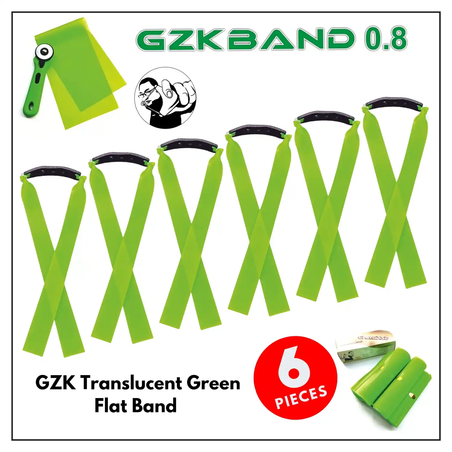 GZK 0.8 Slingshot Rubber Bands (6 Pieces) | High Elastic Latex Flatbands | Durable Replacement Bands for Hunting & Target Practice
