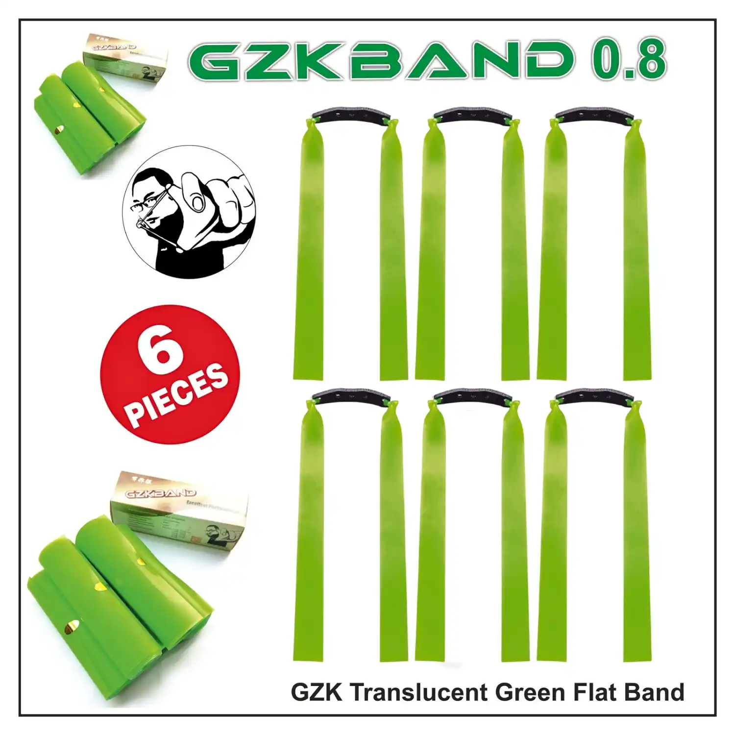 GZK 0.8 Slingshot Rubber Bands (6 Pieces) | High Elastic Latex Flatbands | Durable Replacement Bands for Hunting & Target Practice